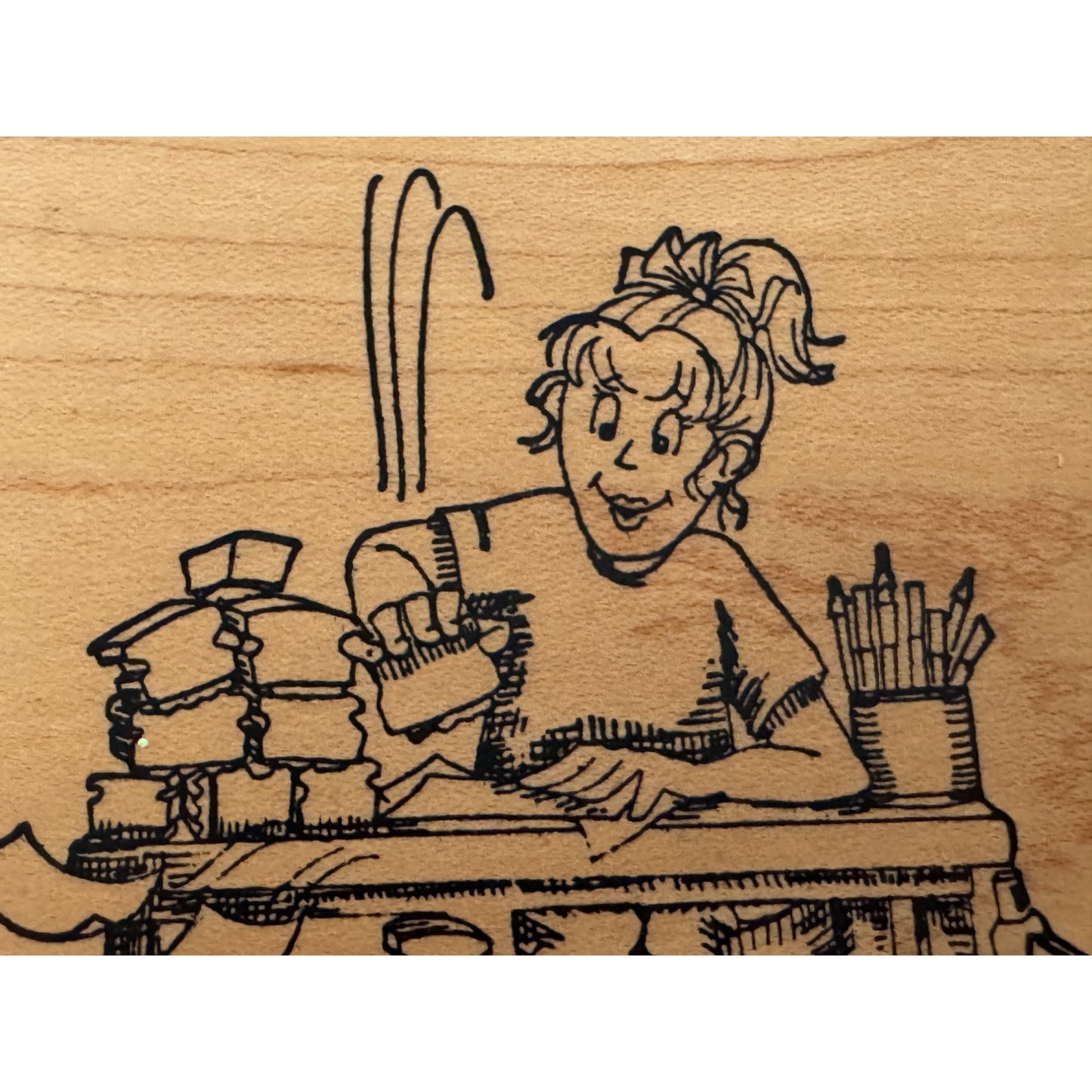 Art Impressions Rubber Stamp Crafter Messy Desk Working Mom Artist Card Maker