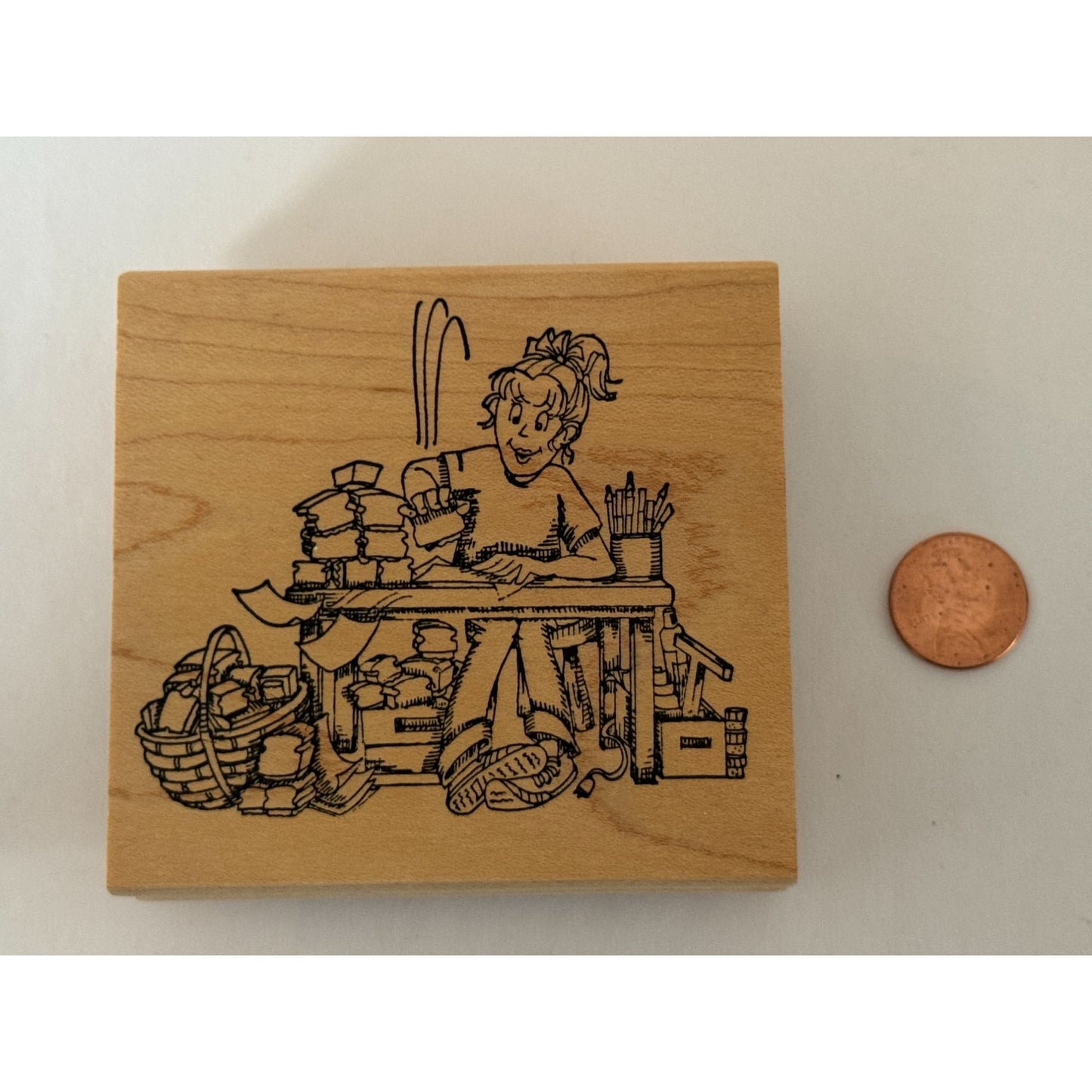 Art Impressions Rubber Stamp Crafter Messy Desk Working Mom Artist Card Maker