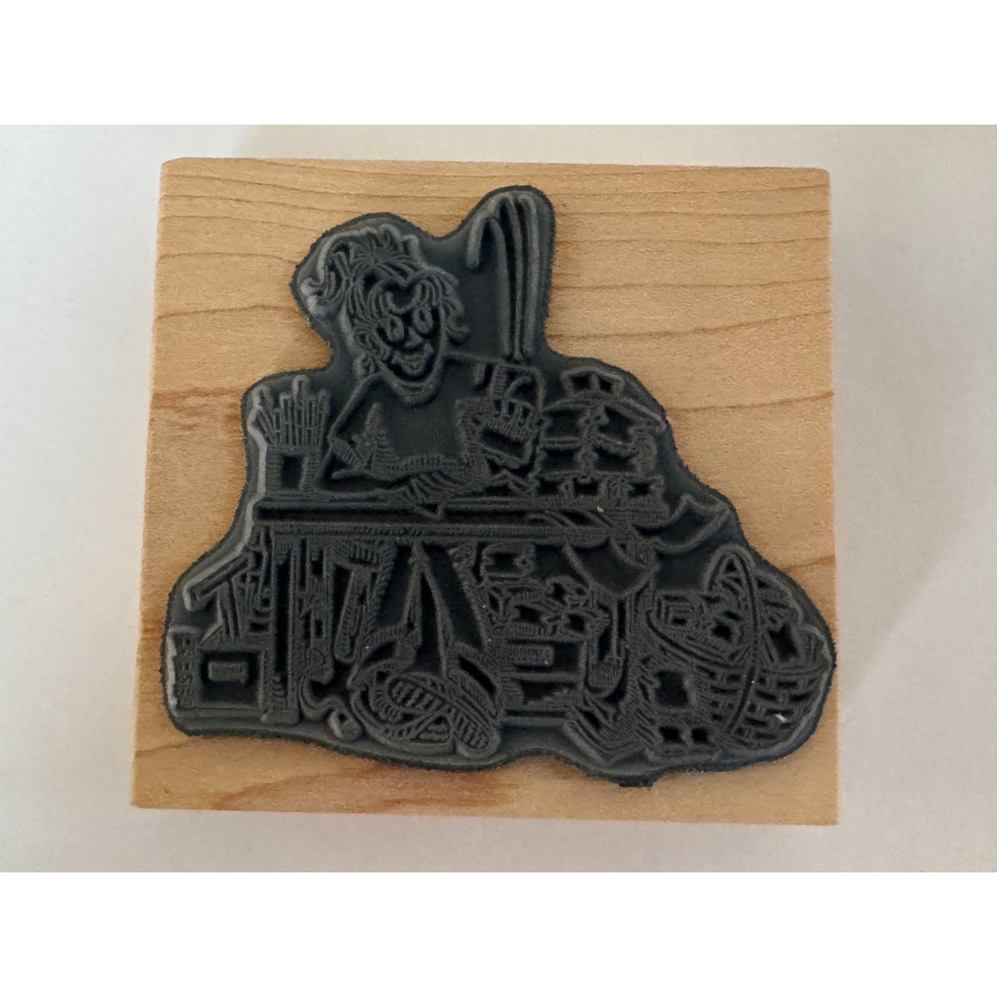 Art Impressions Rubber Stamp Crafter Messy Desk Working Mom Artist Card Maker