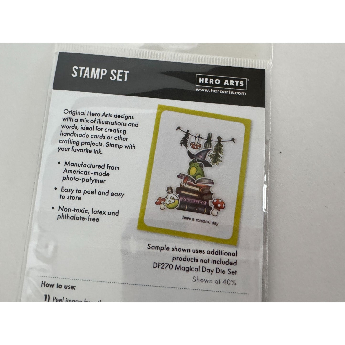 Hero Arts Clear Stamp Set Magical Day Witch Hat Book Halloween Fantasy Craft Art
