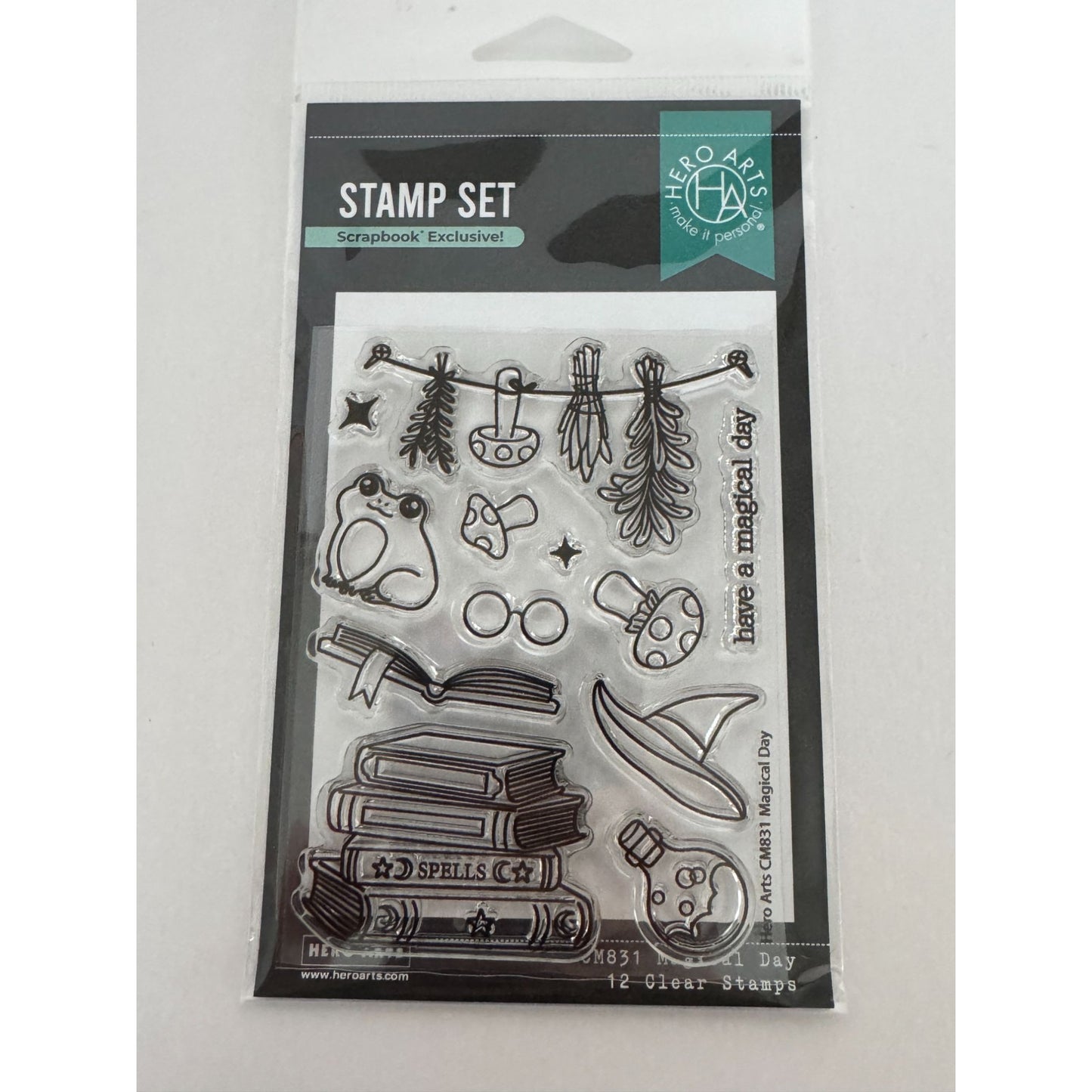 Hero Arts Clear Stamp Set Magical Day Witch Hat Book Halloween Fantasy Craft Art