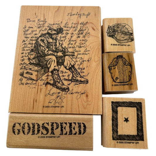 Stampin Up Rubber Stamp Set Godspeed Military Soldier Veterans Day Incomplete