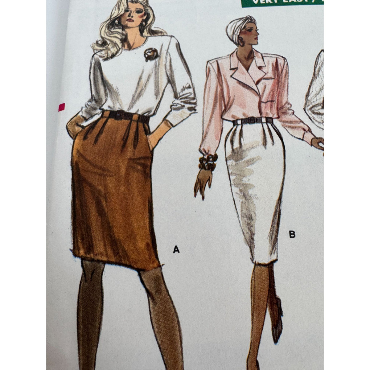Vogue Sewing Pattern 7101 Straight Skirt Pants 6 8 10 Vintage 1980s Easy Uncut