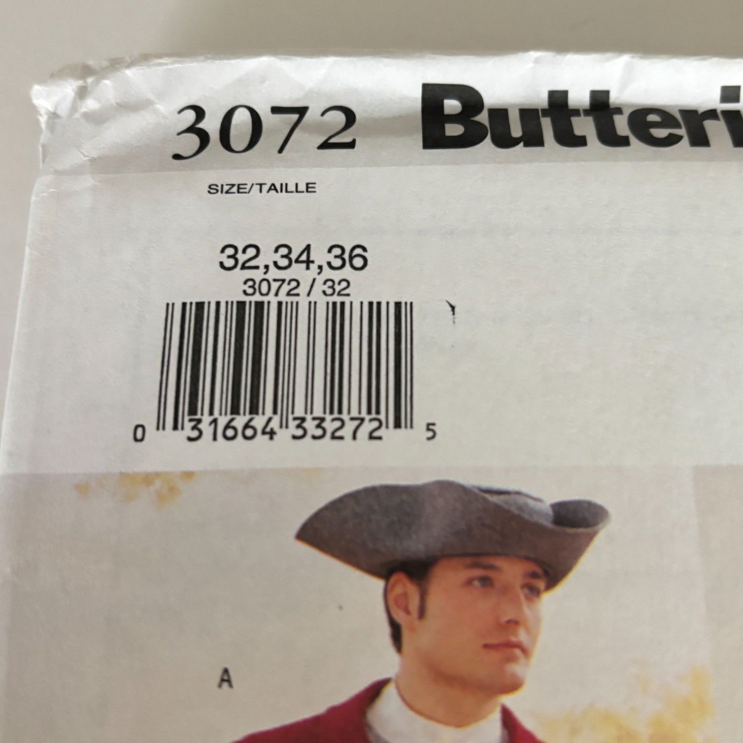 Butterick Sewing Pattern 3072 Mens Colonial Costume Outfit 32-36 Uncut Coat Vest Breeches