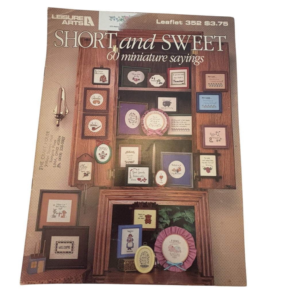 Leisure Arts Cross Stitch Patterns Leaflet 352 Short and Sweet Miniature Sayings