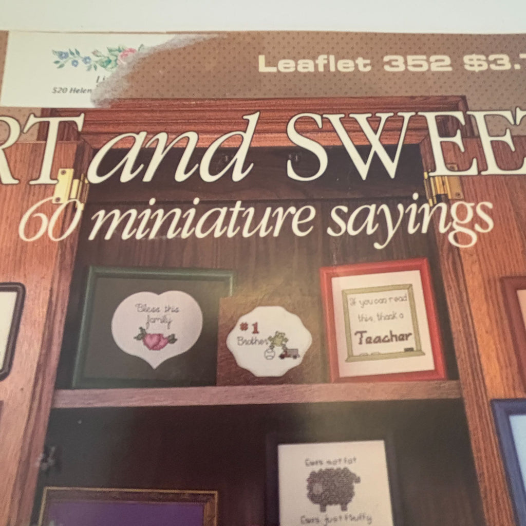 Leisure Arts Cross Stitch Patterns Leaflet 352 Short and Sweet Miniature Sayings