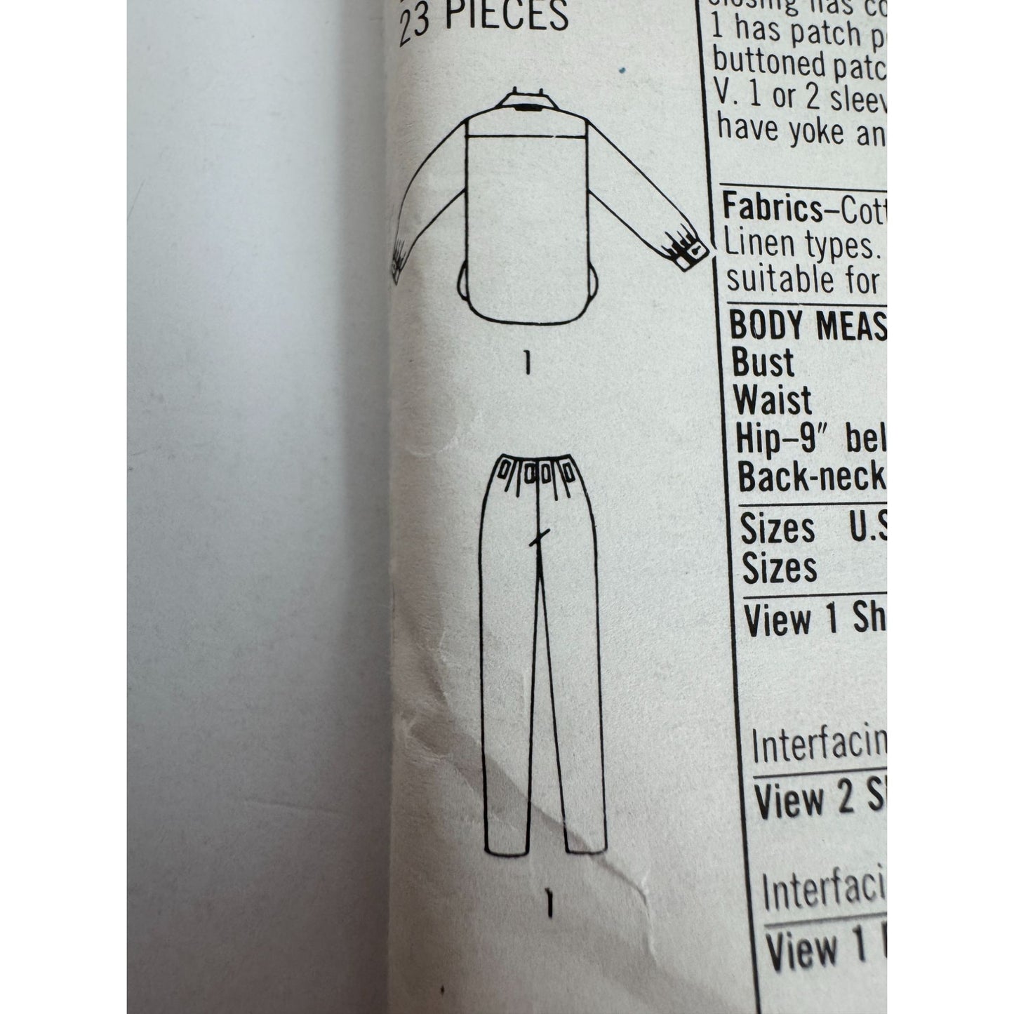 Simplicity Sewing Pattern 7310 Pants Shorts Front Button Shirt 1980s Size 12 UC