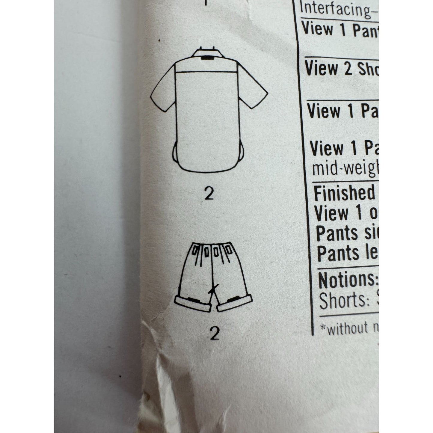 Simplicity Sewing Pattern 7310 Pants Shorts Front Button Shirt 1980s Size 12 UC