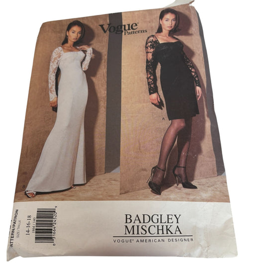 Vogue Sewing Pattern 1864 Wedding Dress Gown Lace Badgley Mischka CUT 14 16 18