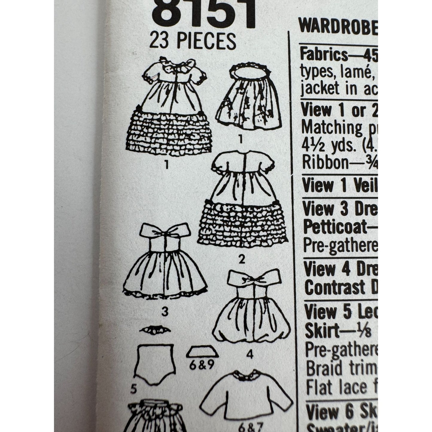 Simplicity Crafts Sewing Pattern 8151 Ginny Doll Clothing Clothes Party Dress UC