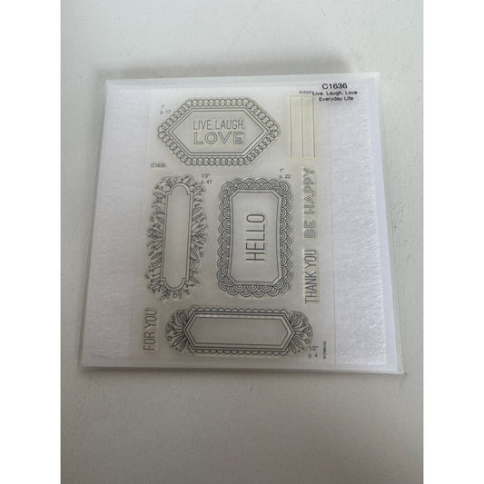CTMH My Acrylix Acrylic Stamp Set Live Laugh For You Thank You Card Love C1636