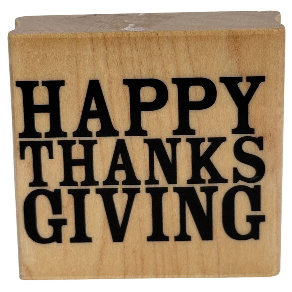 Stampabilities Rubber Stamp Happy Thanksgiving Card Making Words Bold Text Wood Mounted Sentiment