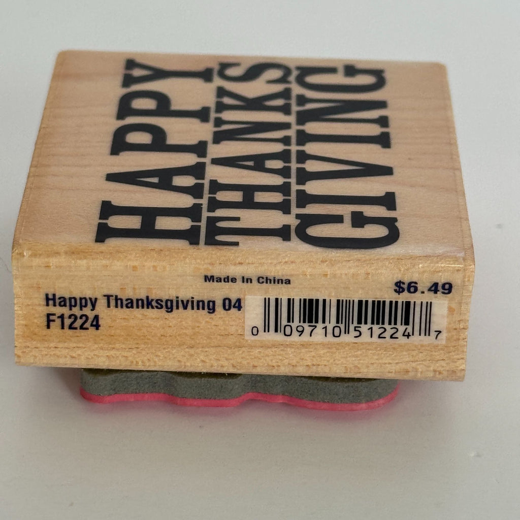 Stampabilities Rubber Stamp Happy Thanksgiving Card Making Words Bold Text Wood Mounted Sentiment