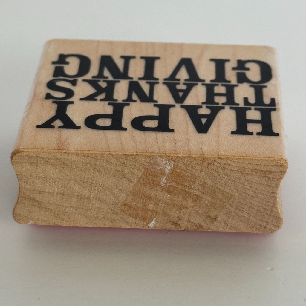 Stampabilities Rubber Stamp Happy Thanksgiving Card Making Words Bold Text Wood Mounted Sentiment