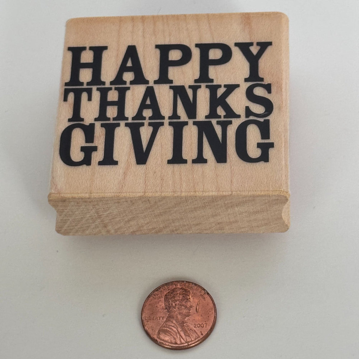 Stampabilities Rubber Stamp Happy Thanksgiving Card Making Words Bold Text Wood Mounted Sentiment