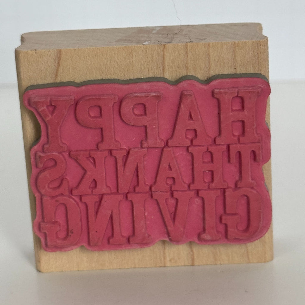 Stampabilities Rubber Stamp Happy Thanksgiving Card Making Words Bold Text Wood Mounted Sentiment