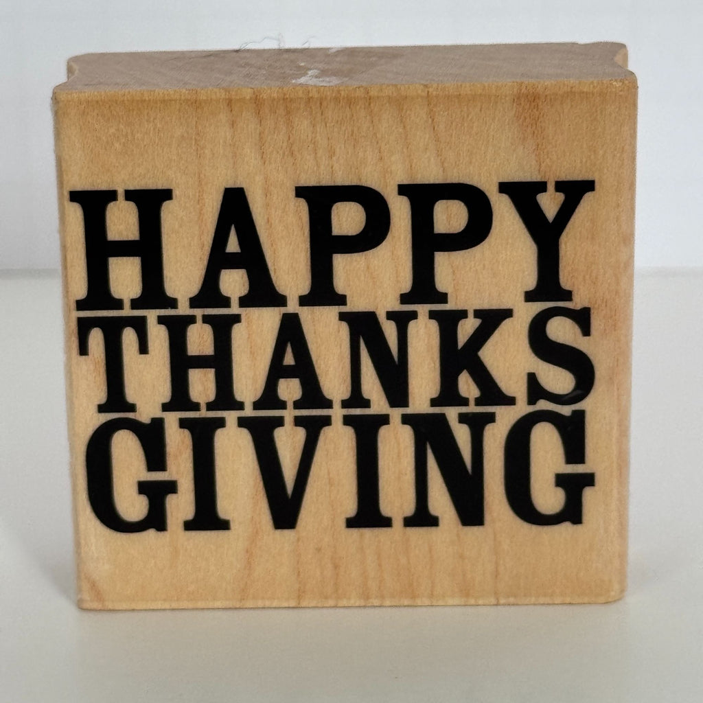 Stampabilities Rubber Stamp Happy Thanksgiving Card Making Words Bold Text Wood Mounted Sentiment
