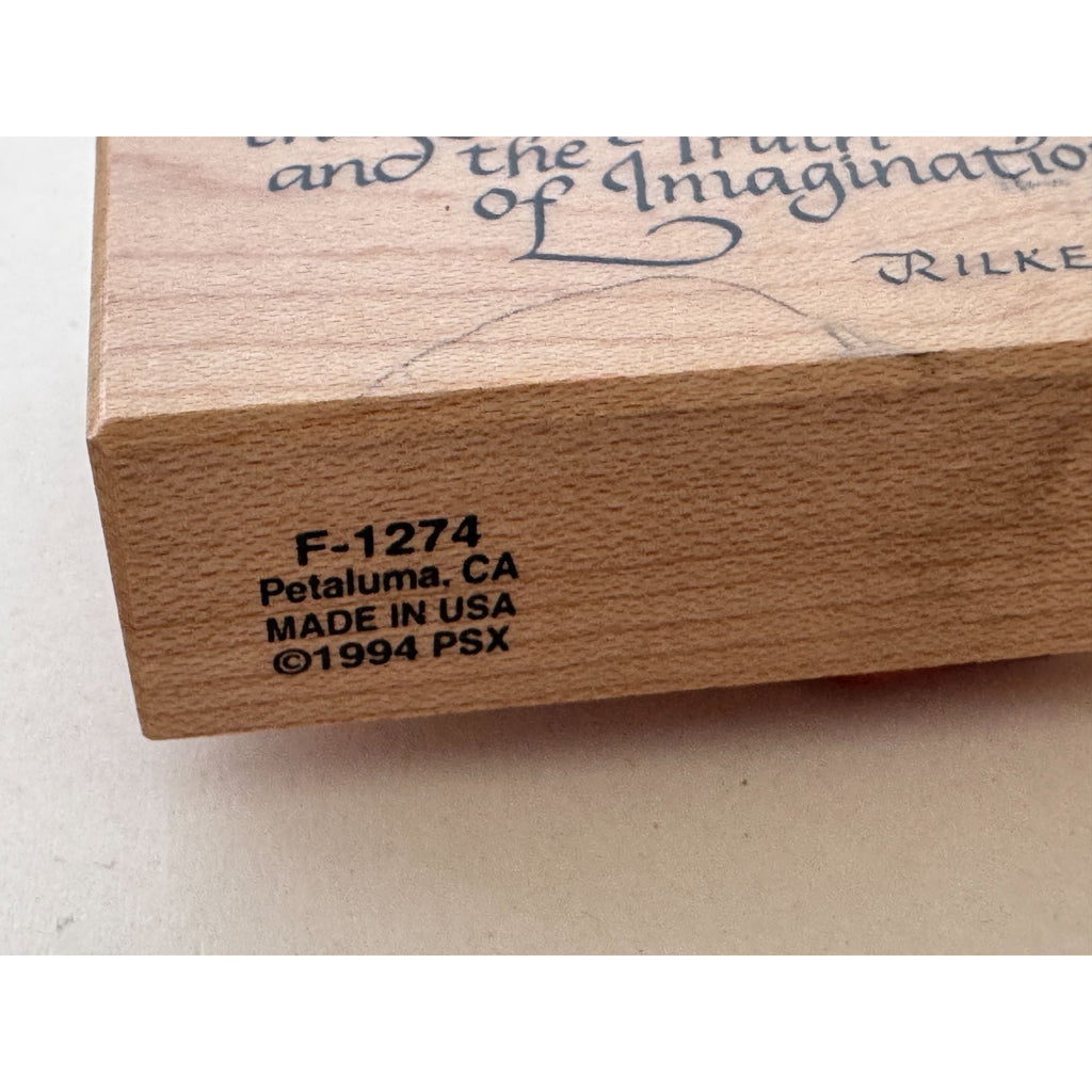 PSX Rubber Stamp Rilke Quote Holiness Truth Imagination Heart Affections F-1274