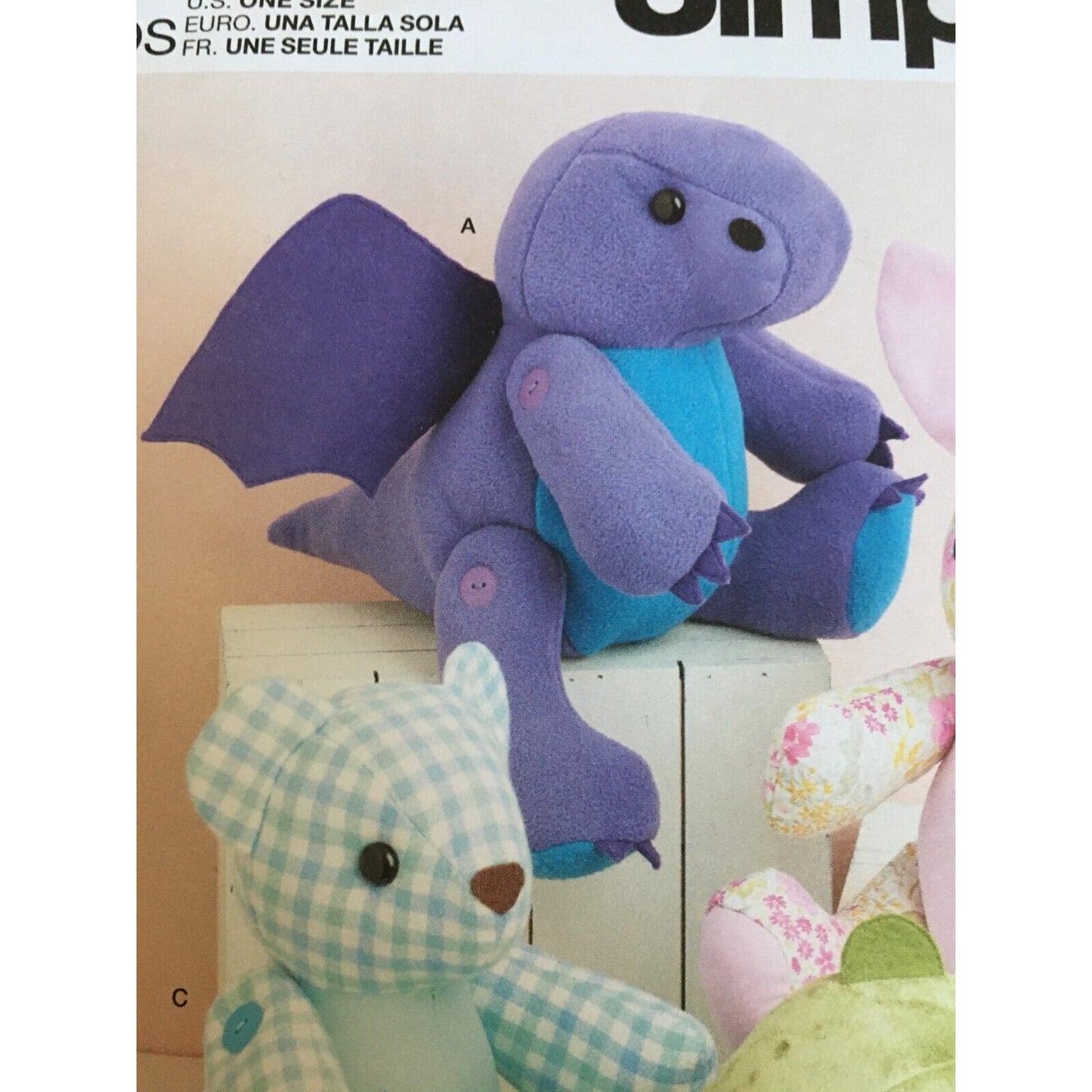 Simplicity Sewing Pattern S9441 Memory Teddy Bear Stuffed Animal Dragon Dino UC