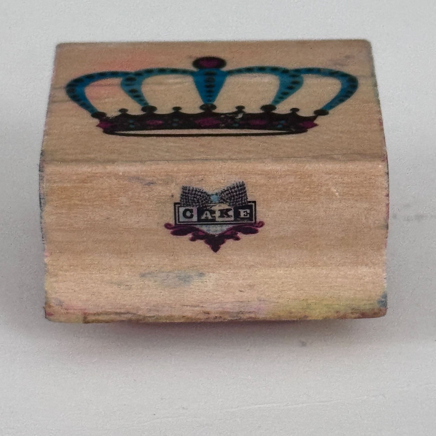 Cake Rubber Stamp Royal Crown King Queen Prince Princess Hat Wood Mounted Craft