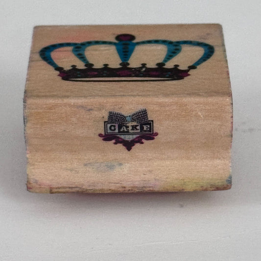 Cake Rubber Stamp Royal Crown King Queen Prince Princess Hat Wood Mounted Craft