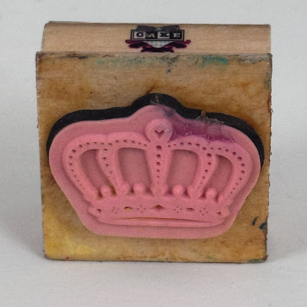 Cake Rubber Stamp Royal Crown King Queen Prince Princess Hat Wood Mounted Craft