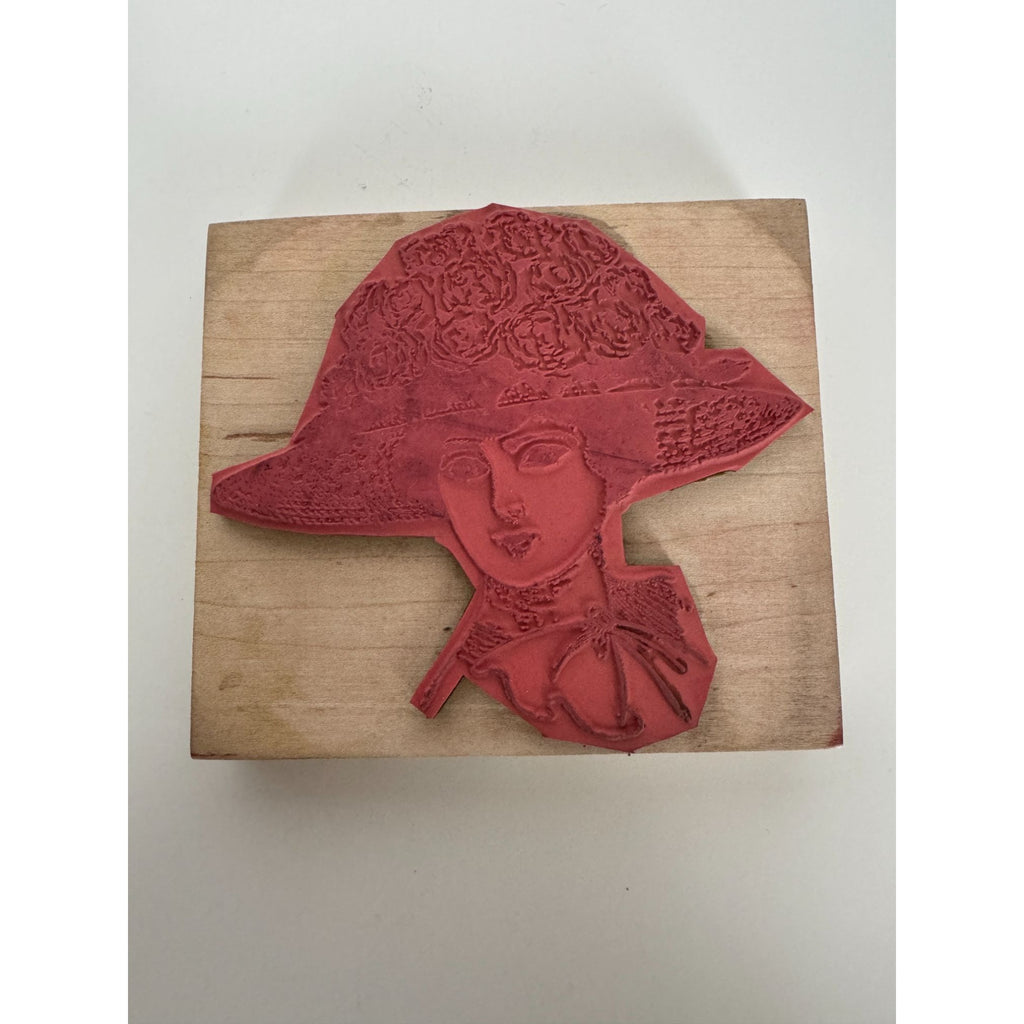 Postmodern Design Rubber Stamp Beverly Victorian Woman in Hat Tea Party Fashion