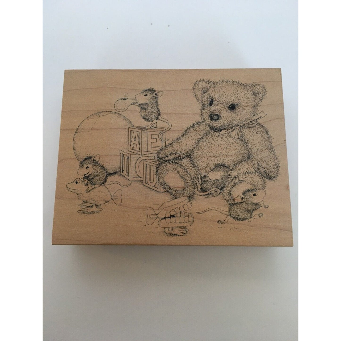 Stampa Rosa House Mouse Rubber Stamp Ready Set Go Friends Toys Teddy Bear Frog