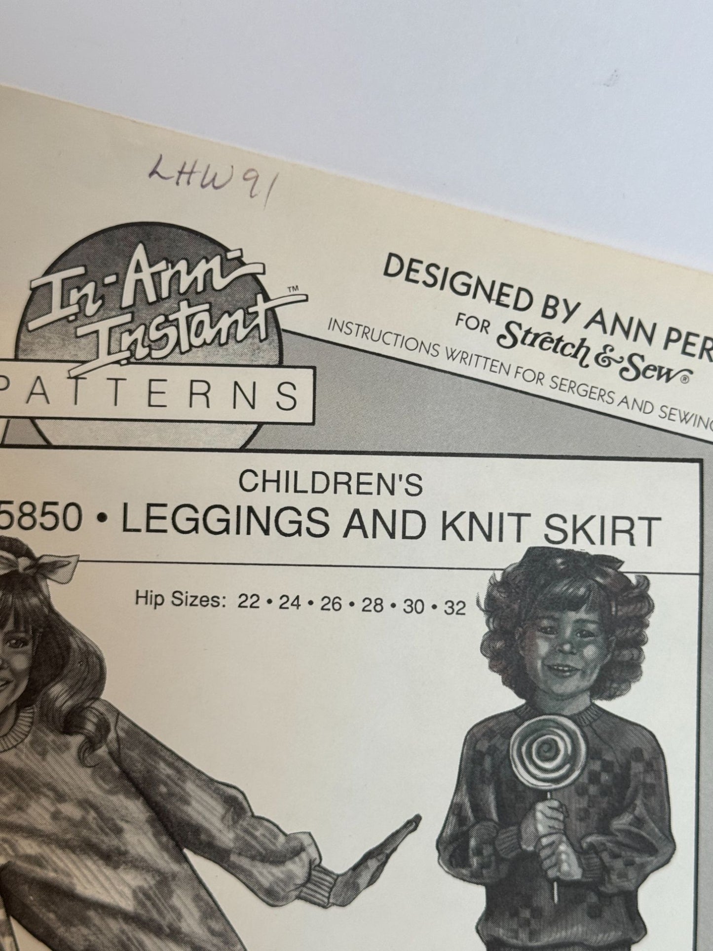 Stretch and Sew Sewing Pattern 5850 Girls Leggings and Knit Skirt Vintage 1980s