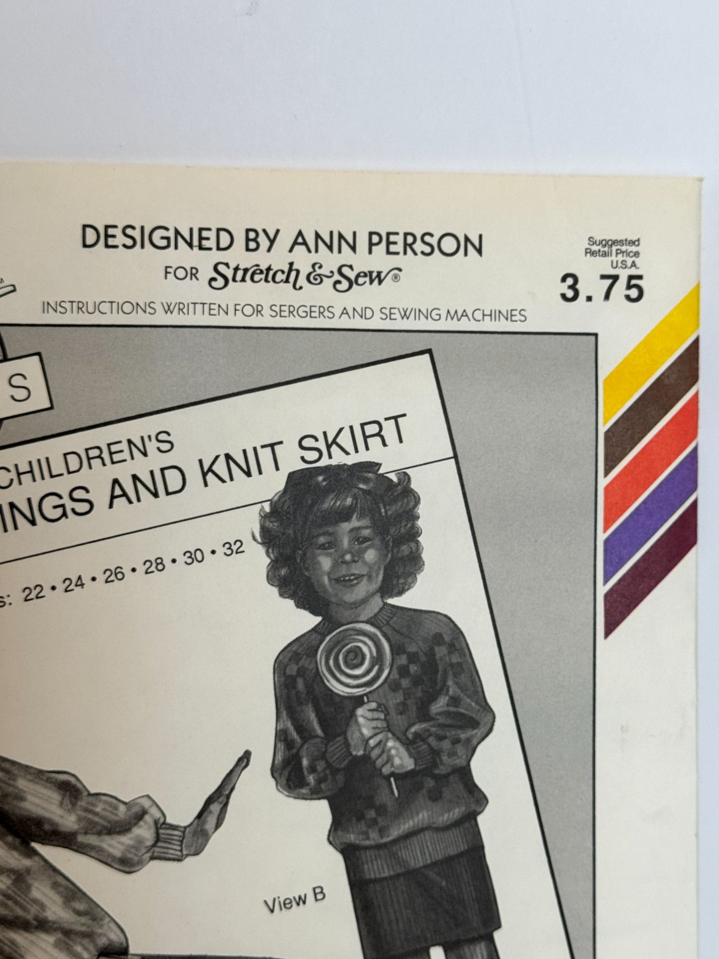 Stretch and Sew Sewing Pattern 5850 Girls Leggings and Knit Skirt Vintage 1980s