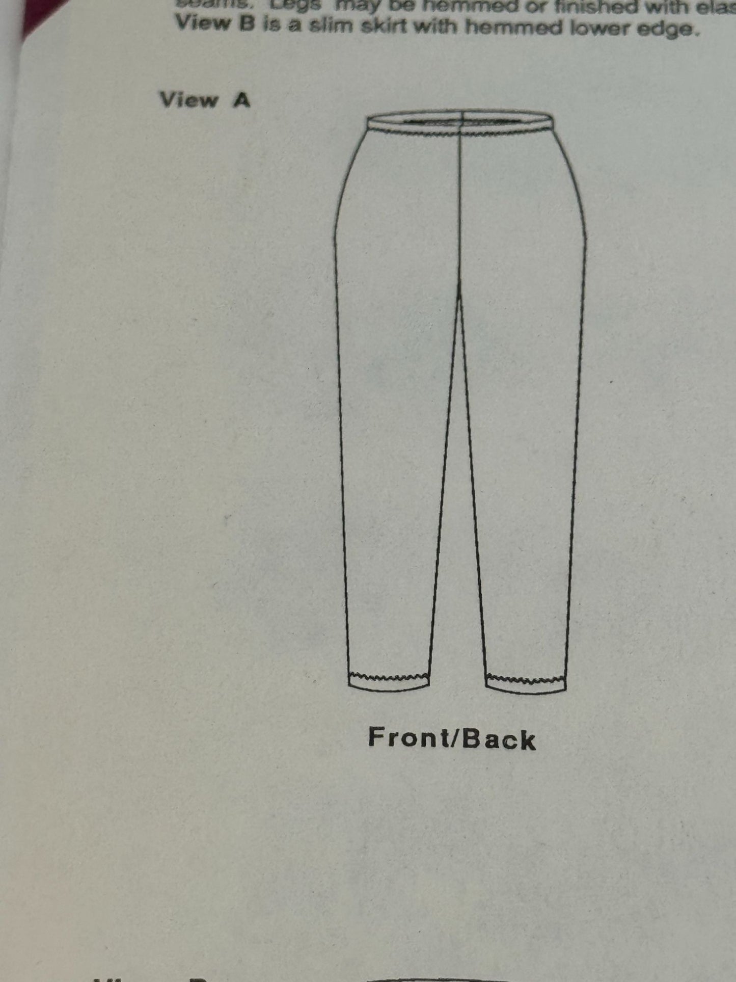 Stretch and Sew Sewing Pattern 5850 Girls Leggings and Knit Skirt Vintage 1980s