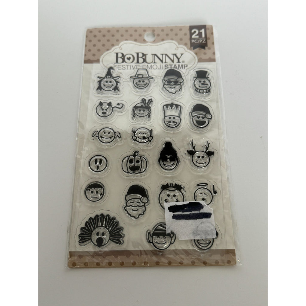 BoBunny Festive Clear Stamps Emoji Faces Santa Christmas Elf Holidays Snowman