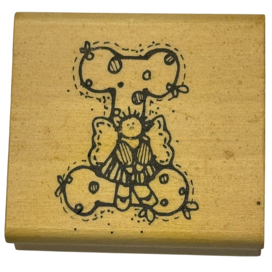 Hooks Lines and Inkers Rubber Stamp Alphabet Letter I Angel Fairy Card Making
