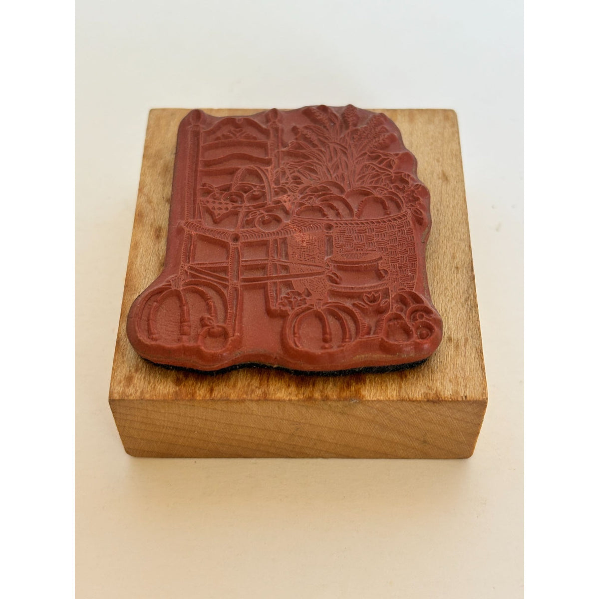 Delafield Rubber Stamp Harvest Chair Pumpkin Basket Apples Fall Thanksgiving Cardmaking Corn Stalks