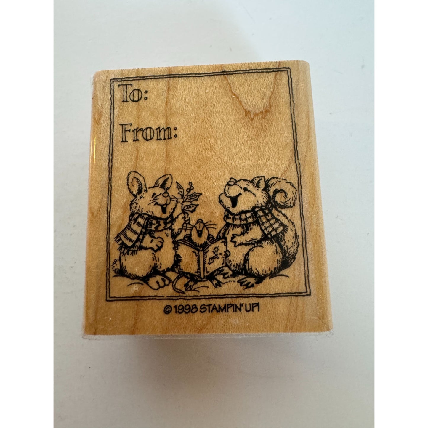 Stampin Up Rubber Stamp Squirrel Rabbit Christmas Gift Tag Card Making To From