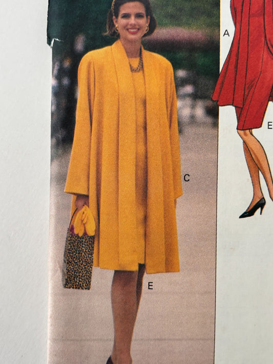 Butterick Sewing Pattern 6398 Coat Suit Dress Flare 90s Vintage 12 14 16 UC