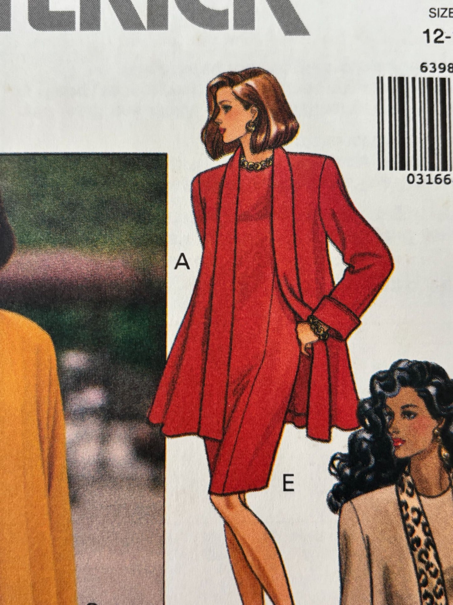 Butterick Sewing Pattern 6398 Coat Suit Dress Flare 90s Vintage 12 14 16 UC