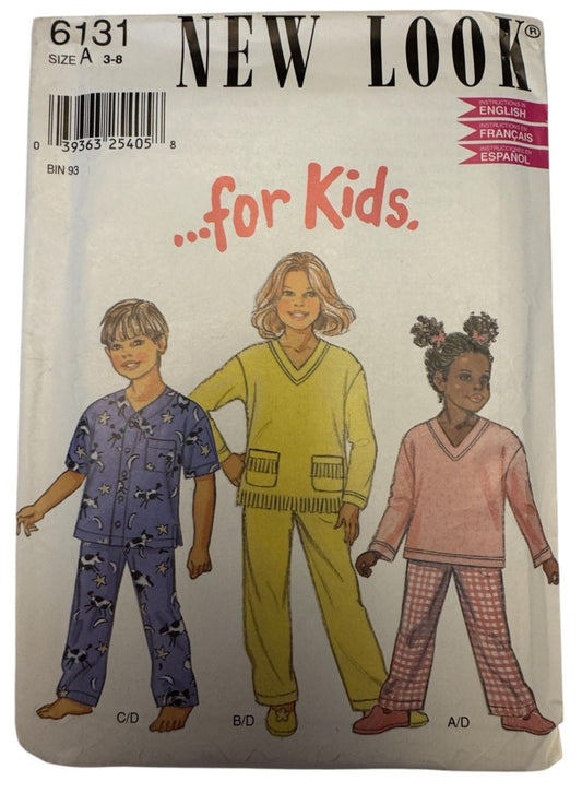 Simplicity New Look Sewing Pattern 6131 Kids Pajamas Pajama Pants Shirt 3-8 UC