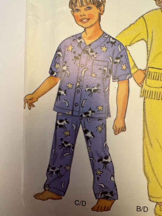 Simplicity New Look Sewing Pattern 6131 Kids Pajamas Pajama Pants Shirt 3-8 UC