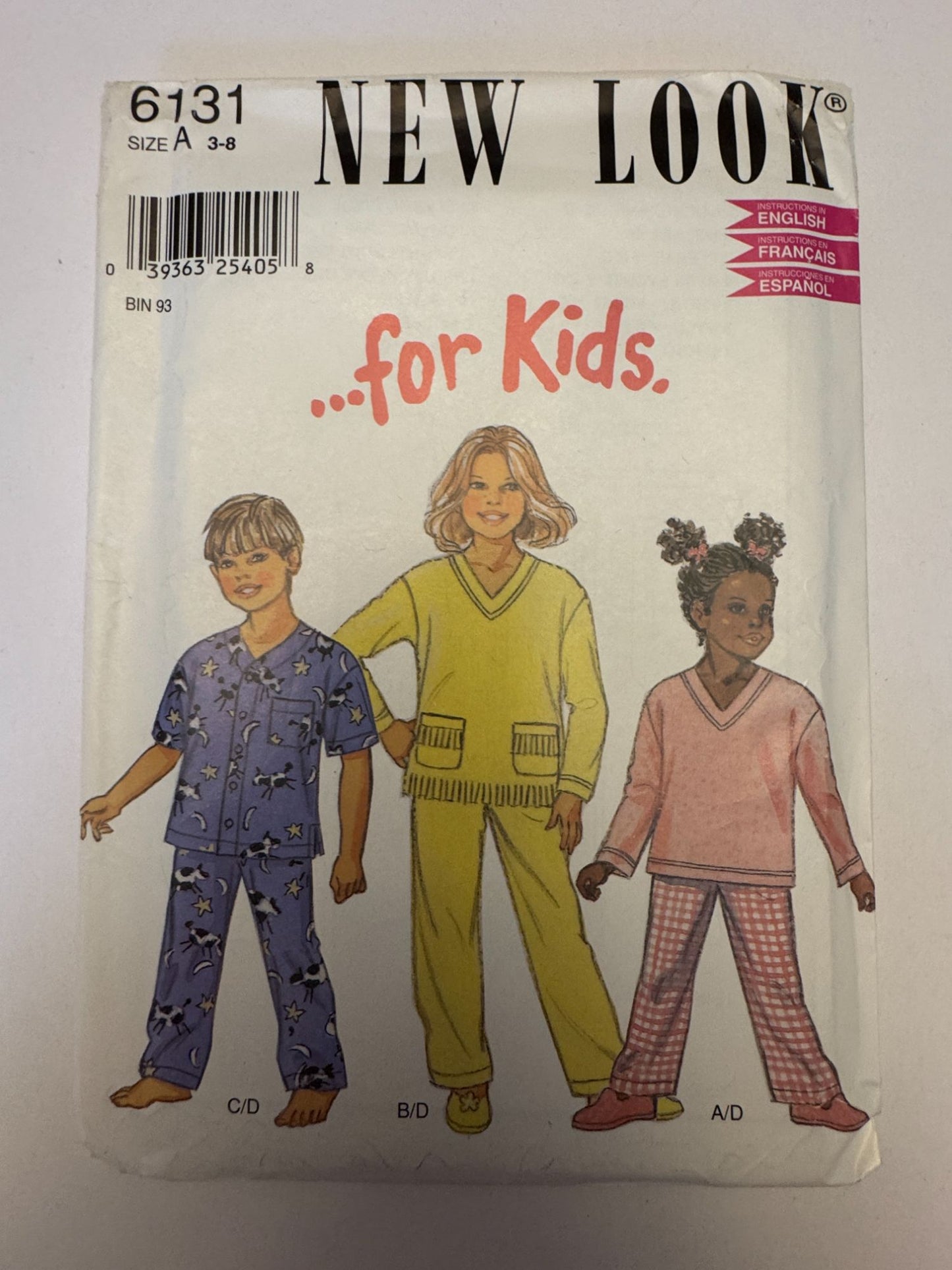Simplicity New Look Sewing Pattern 6131 Kids Pajamas Pajama Pants Shirt 3-8 UC