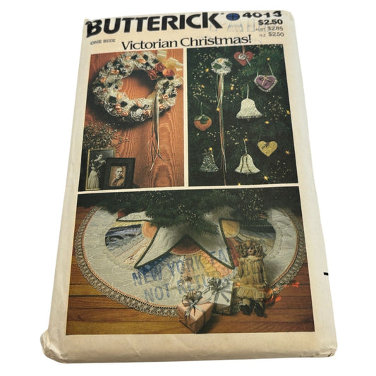 Butterick Sewing Pattern 4013 Victorian Christmas Tress Skirt Wreath Ornaments
