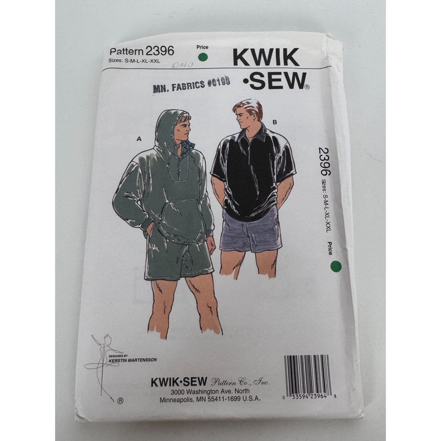 Kwik Sew Sewing Pattern 2396 Mens Hooded Shirt Shorts Athletic Sweatshirt S-XXL