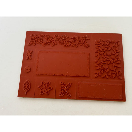 Stampin Up Rubber Stamps Shades of Nature Ivy Vines Floral Border Leaf Set of 9