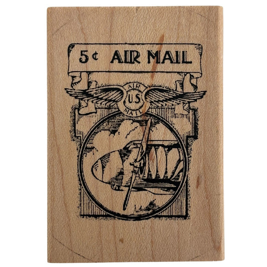 Inkadinkado Rubber Stamp Air Mail US Postage Collage Travel Tin Can Mail Craft Cardmaking