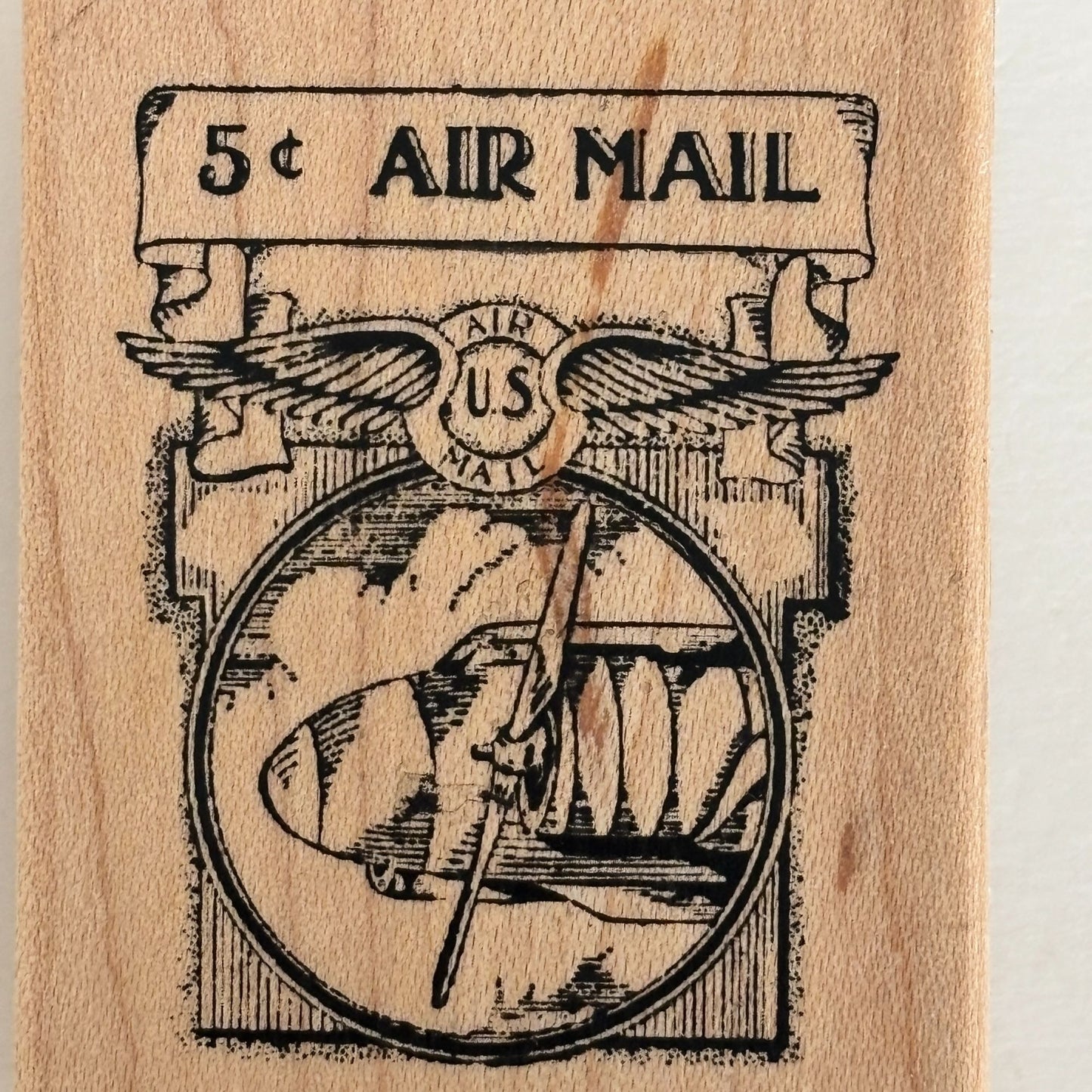 Inkadinkado Rubber Stamp Air Mail US Postage Collage Travel Tin Can Mail Craft Cardmaking