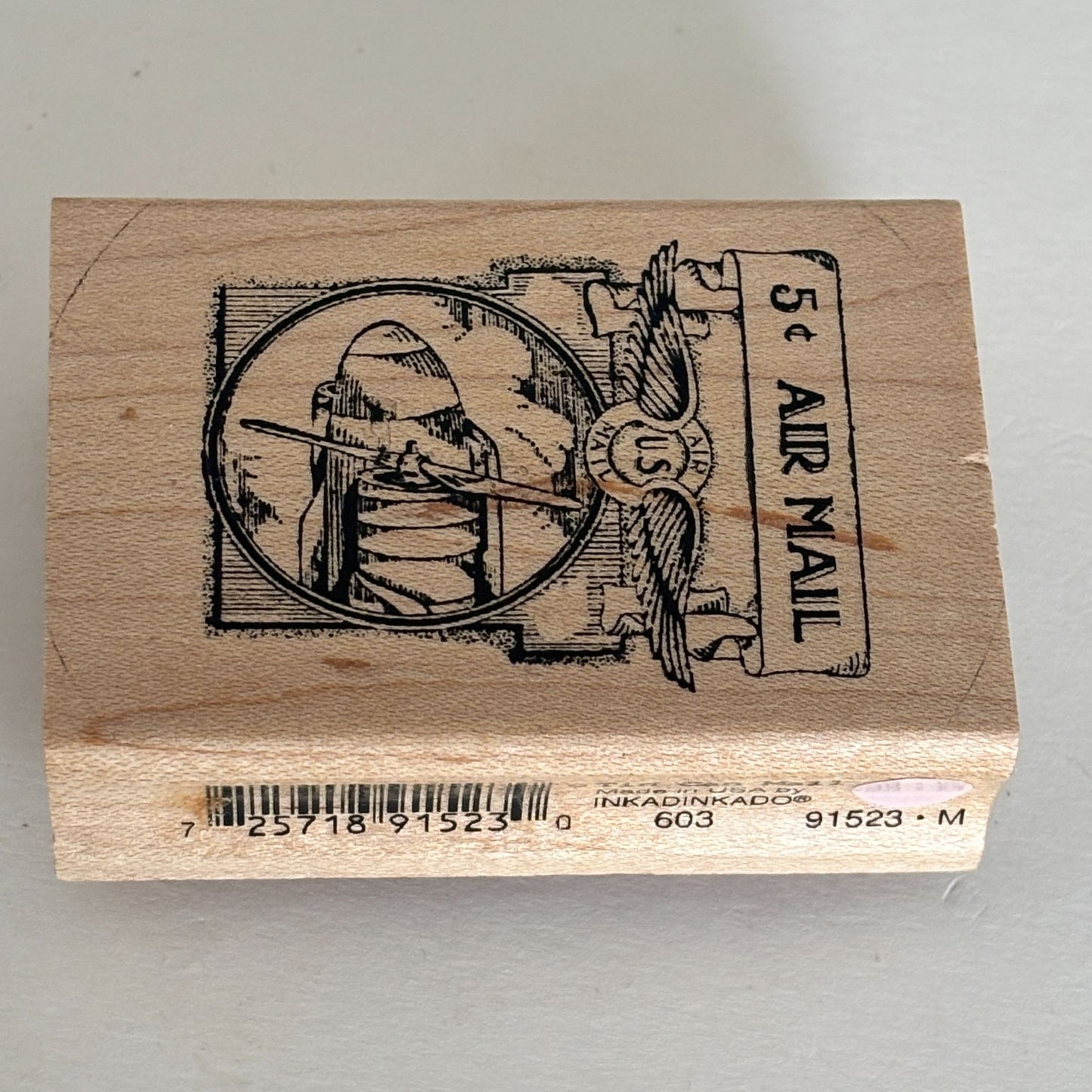Inkadinkado Rubber Stamp Air Mail US Postage Collage Travel Tin Can Mail Craft Cardmaking