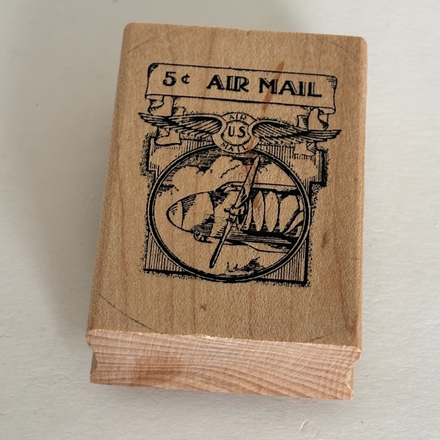 Inkadinkado Rubber Stamp Air Mail US Postage Collage Travel Tin Can Mail Craft Cardmaking