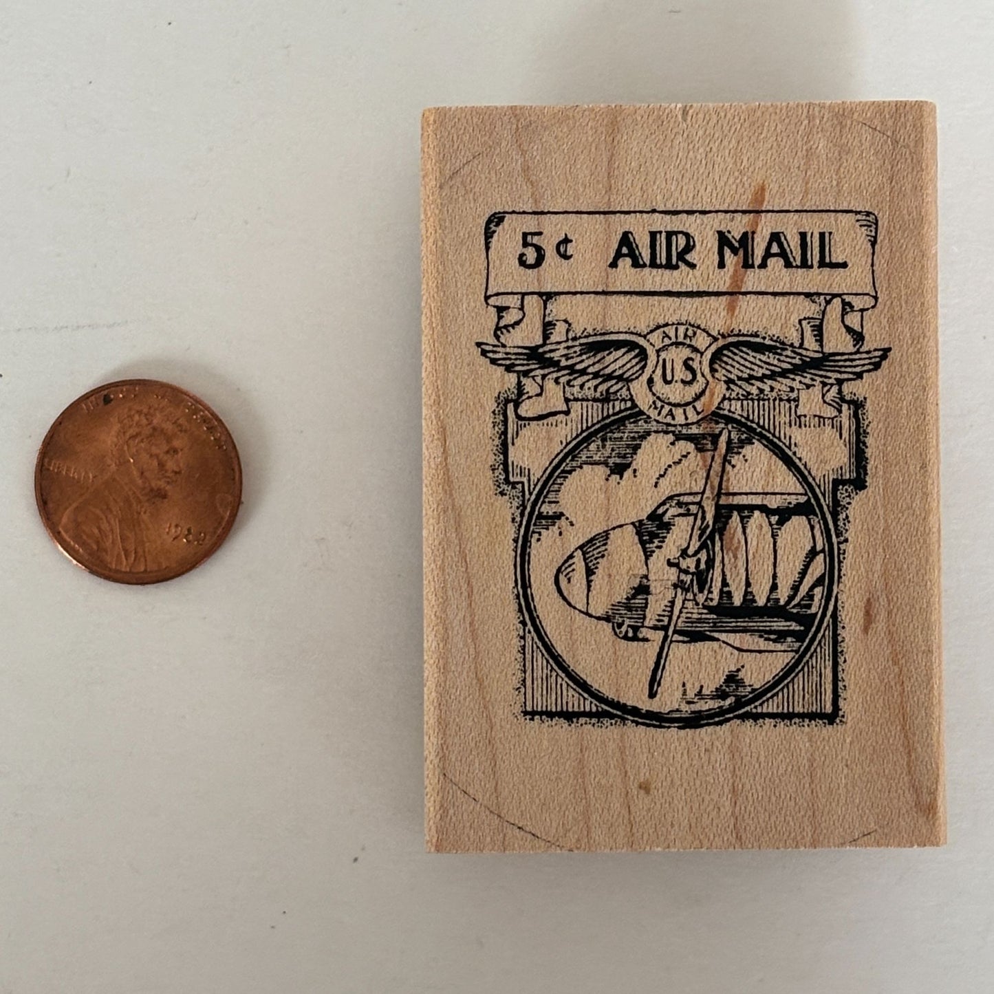 Inkadinkado Rubber Stamp Air Mail US Postage Collage Travel Tin Can Mail Craft Cardmaking