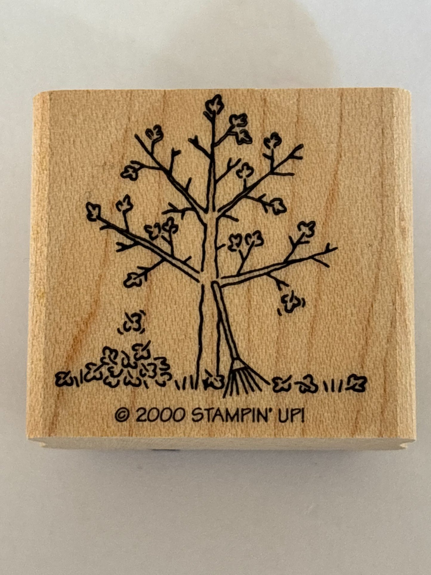 Stampin Up Rubber Stamp Fall Tree Falling Leaves Rake Autumn Season Card Making