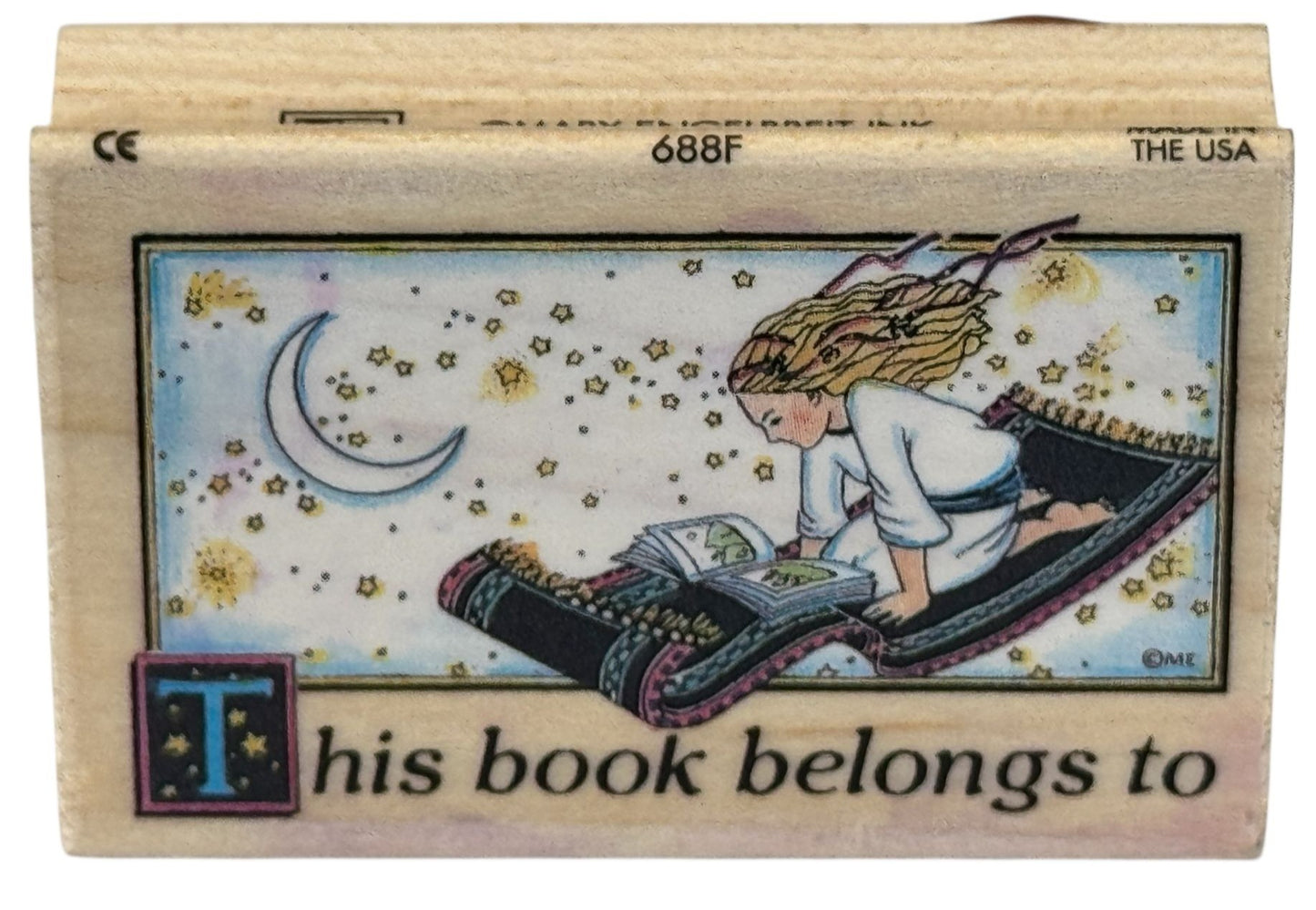 Mary Engelbreit Rubber Stamp This Book Belongs To Library Plate Magic Carpet